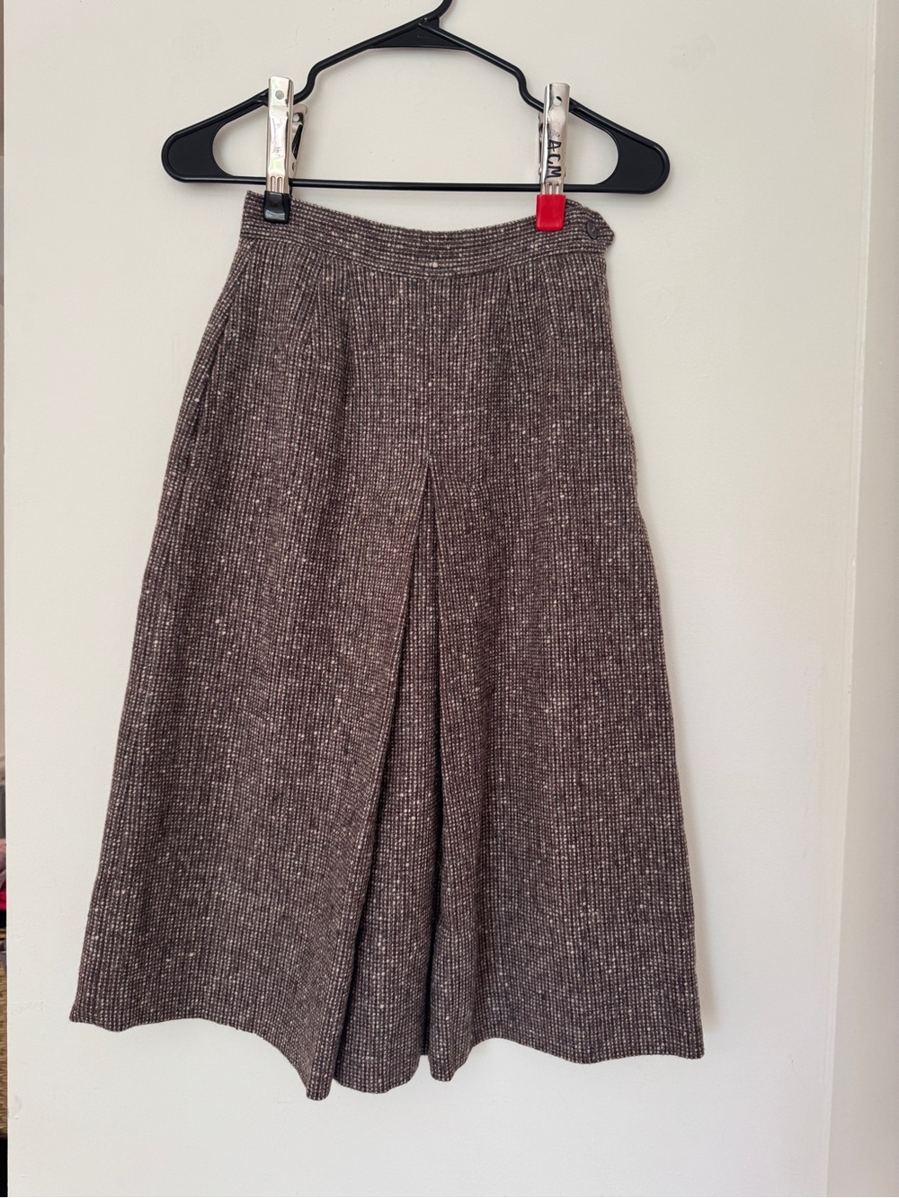 Vintage Tweed Front Center Pleat Skirt